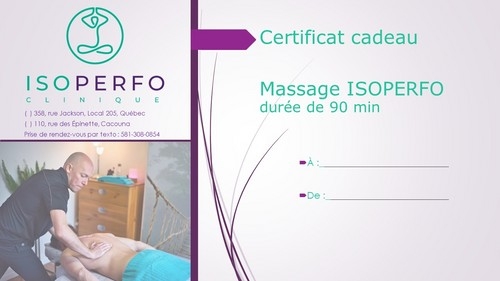 Certificat Massothérapie - Isoperfo 90min