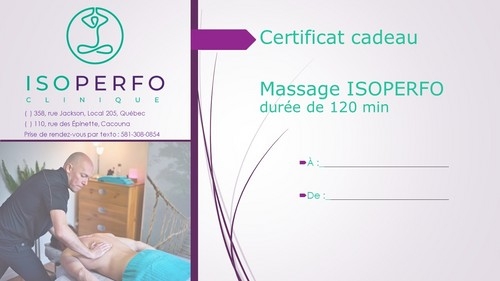 Certificat Massothérapie-Isoperfo 120min